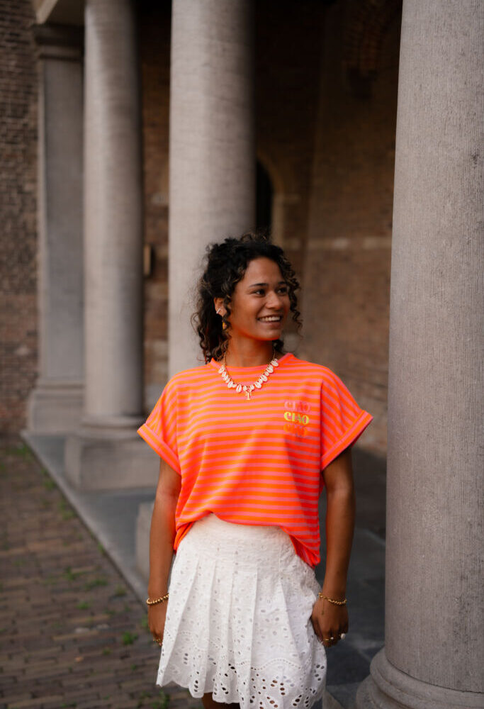 t-shirt ciao lilou orange/pink