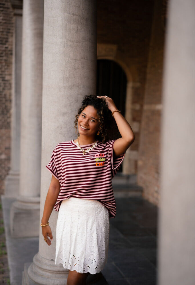 t-shirt ciao lilou bordeaux/pink