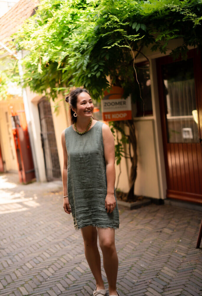 pino lino short dress camille army green