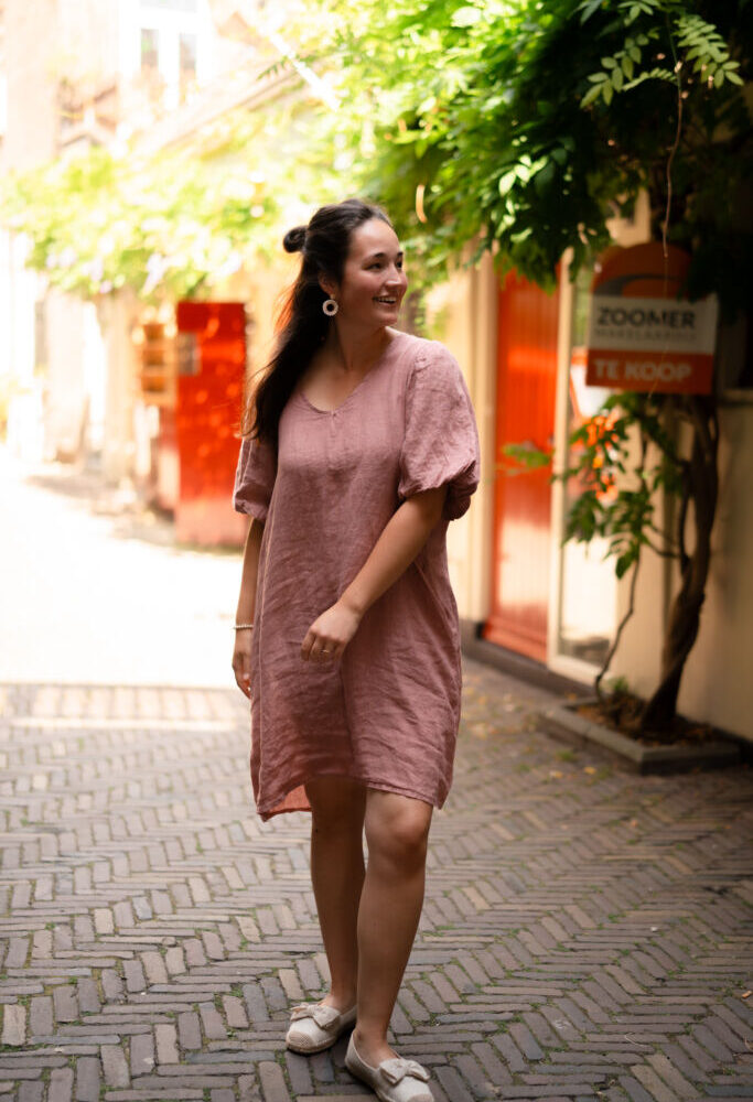 dress pino 100% lino veerle old pink